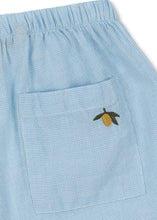 將圖片載入圖庫檢視器 Konges Sløjd baby blue check Fran shorts for toddlers, soft cotton fabric with elastic waistband and adjustable drawstring.