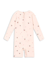 Load image into Gallery viewer, Konges Sløjd Merle swim onesie for babies and toddlers in cherry coeur rose, featuring soft fabric and comfortable fit.