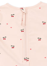 Load image into Gallery viewer, Konges Sløjd Merle swim onesie for babies and toddlers in cherry coeur rose, featuring a cute, comfortable swimwear design.