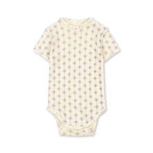 Load image into Gallery viewer, Baby onesie with a subtle pattern on a white background