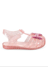 Load image into Gallery viewer, Konges Sløjd Lilo sandal socks with bow in rose pink, soft fabric, comfortable for babies and toddlers, stylish and cute.