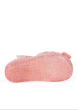 Load image into Gallery viewer, Konges Sløjd Lilo sandal socks with bow in rose color, soft and comfy for babies, featuring playful design and gentle fabric.