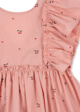 將圖片載入圖庫檢視器 Konges Sløjd Evia Bow Dress in Cherry Coeur with bow detail, soft fabric, perfect for baby's elegant occasion wear.