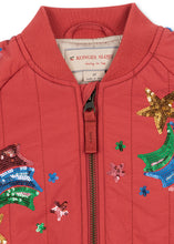 Load image into Gallery viewer, juno sequin rainbow bomber jacket - cardinal