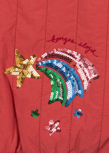 Load image into Gallery viewer, juno sequin rainbow bomber jacket - cardinal