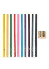 將圖片載入圖庫檢視器 Set of colored pencils and a sharpener on a white background