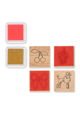 將圖片載入圖庫檢視器 Set of six rubber stamps with various designs on a white background