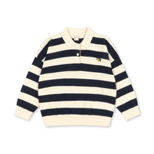 Load image into Gallery viewer, manis knit polo - navy stripe