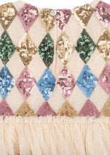 Load image into Gallery viewer, Konges Sløjd Yvonne Harlekin dress in colorful Harlekin sequin fabric