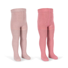 Load image into Gallery viewer, 2 pack rib glitter tights - rose mix