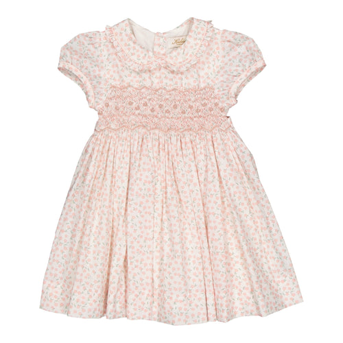 Pétronille, smocked dress, in Daisy pink print