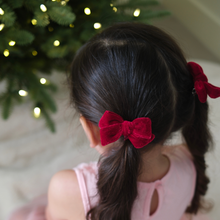 Load image into Gallery viewer, Mini Velvet Pigtail Set | Santa Red