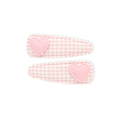 HEART SNAP CLIP // ROSEY GINGHAM