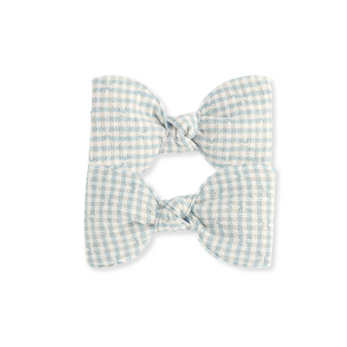 PETITE PIGTAIL SET // TINY GINGHAM - SKY
