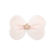 Load image into Gallery viewer, Pink bow with a gold star in the center on a white background