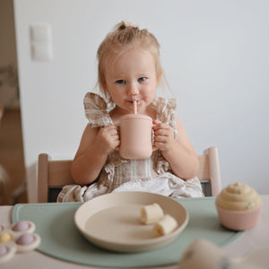 Silicone Training Cup + Straw (Blush)