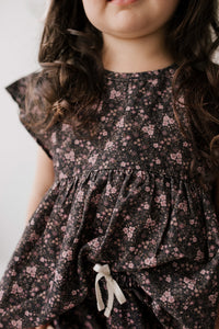 Organic Cotton Pincord Willow Top - Peony Floral
