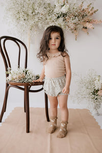 Organic Cotton Pointelle Frill Singlet - Chai