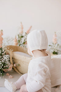 Organic Cotton Pointelle Bonnet - Natural