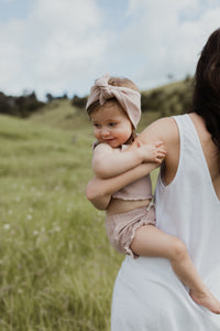 Organic Cotton Frill Rib Short - Rose Ash