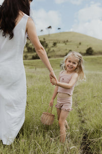 Organic Cotton Frill Rib Short - Rose Ash