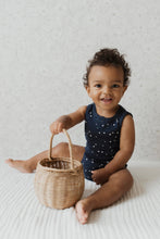 將圖片載入圖庫檢視器 Organic Cotton Singlet Bodysuit - Tiny Stars Black Iris