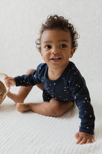 Load image into Gallery viewer, Organic Cotton Longsleeve Bodysuit - Tiny Stars Black Iris