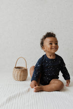 Load image into Gallery viewer, Organic Cotton Longsleeve Bodysuit - Tiny Stars Black Iris
