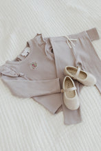 Load image into Gallery viewer, Organic Cotton Long Sleeve Frill Rib Top - Dove