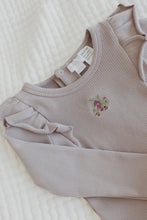 Load image into Gallery viewer, Organic Cotton Long Sleeve Frill Rib Top - Dove