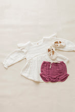 Load image into Gallery viewer, Organic Cotton Muslin Frill Bloomer - Damson