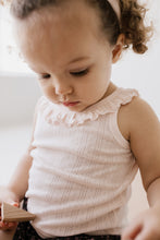 Load image into Gallery viewer, Organic Cotton Pointelle Frill Singlet - Rose Quartz
