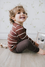 Load image into Gallery viewer, Landon Long Sleeve Tee - Henna/Ecru Stripe