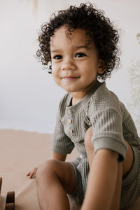Organic Cotton Waffle Andy Top - Woodland