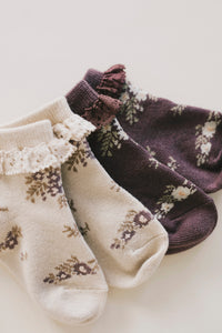 Frill Ankle Sock - Daisy Garden Taupe