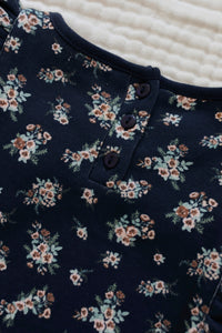 Organic Cotton Frill Singlet - Sapphire Floral