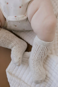 Cable Weave Knee High Sock - Oatmeal