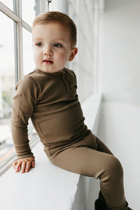 Organic Cotton Fine Rib Legging - Pecan