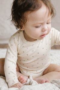 Organic Cotton Fernley Long Sleeve Bodysuit - Blueberry Storm