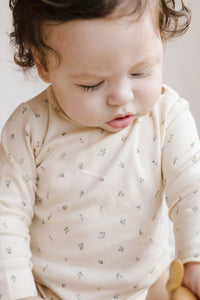 Organic Cotton Fernley Long Sleeve Bodysuit - Blueberry Storm