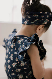 Organic Cotton Frill Singlet Bodysuit - Sapphire Floral