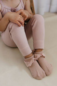 Organic Cotton Fine Rib Legging - Powder Pink