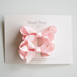 Light Pink Clip Bow - Small Piggy Tail Pair