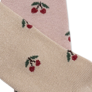2 PACK JACQUARD TIGHTS - CHERRY/ GRAND CHERRY