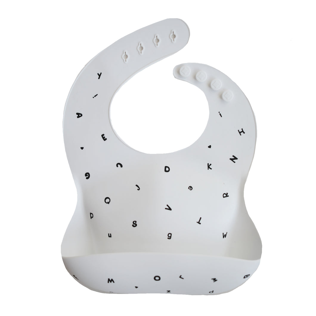 Silicone Baby Bib (Letters White)