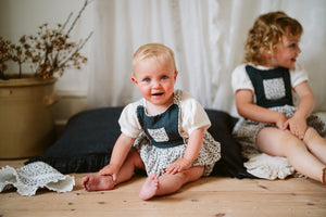 Dhalia Romper - anemone floral in blue