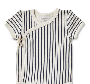 Short Sleeve Kimono One-Piece - Stripes Away Ink Blue