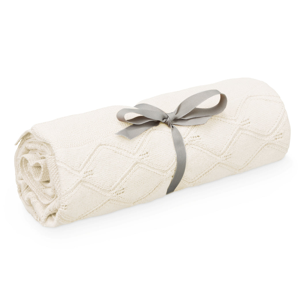 Leaf Knit Blanket 80x100cm - GOTS - Natural