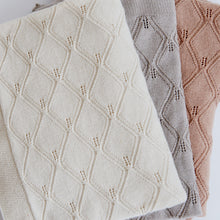 Load image into Gallery viewer, Leaf Knit Blanket 80x100cm - GOTS - Natural