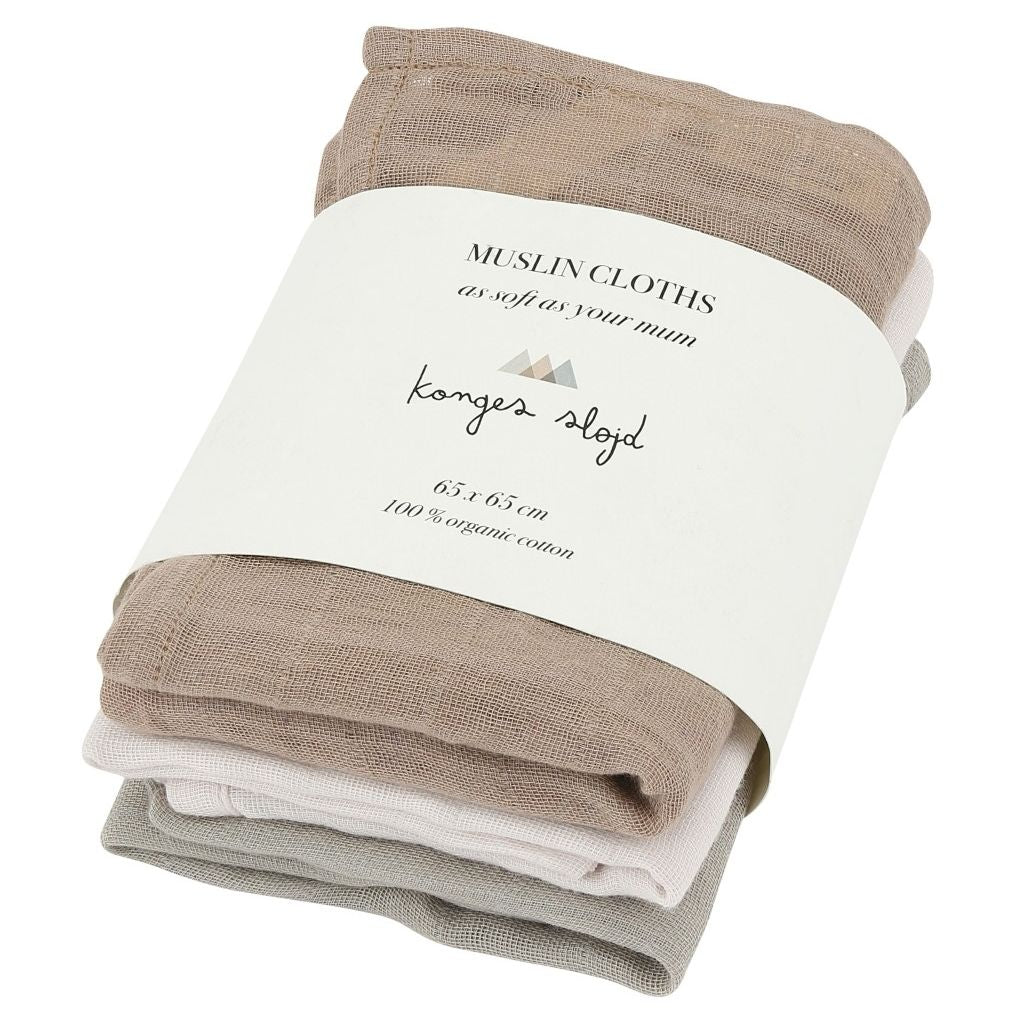 3 PACK MUSLIN CLOTHS - ROSE DUST (4366669479998)